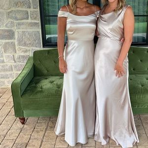 Jenny Yoo Serena Satin off the shoulder dress